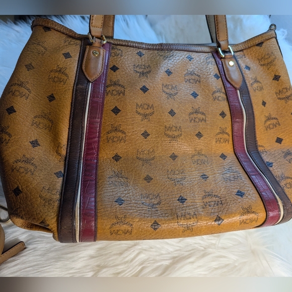 MCM Cognac Visetos Two Way Handbag Shoulder Bag Purse - Picture 8 of 10